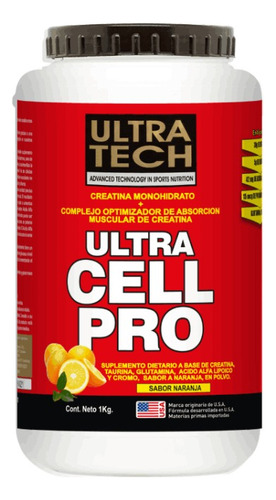 Creatina Compuesta Cell Pro X 1 Kg Ultra Tech Masa Muscular Sabor Naranja