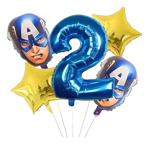 Kit De Globos Capitan America+numero Grande De 70cm Avengers