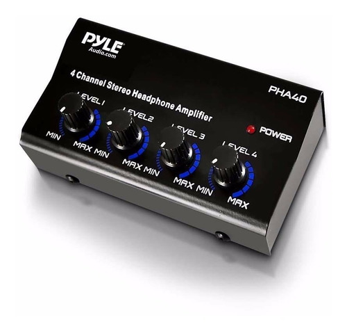 Pyle Amplificador De Auriculares Pha40 4 Canales De 1/4 Color Negro