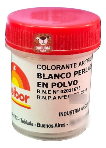 Colorante Polvo Blanco Perlado Comestible Fleibor Belgrano