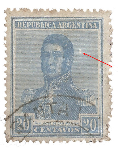 Argentina 236 Gj 472 Variedad Falta Rayado Año 1918 Raro!