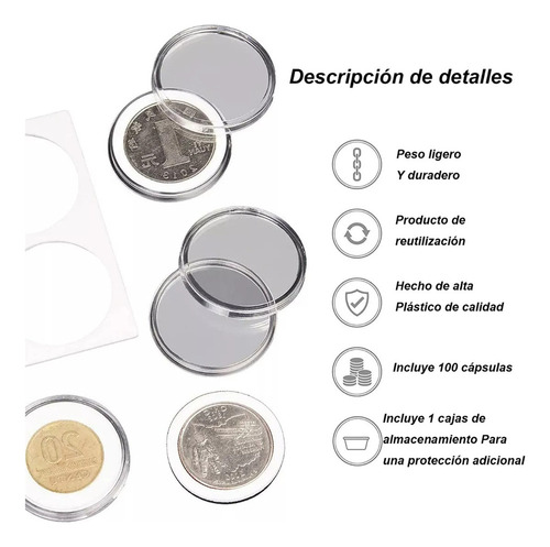 J Estuches De Monedas De Plástico, 30 Mm, 100 Piezas