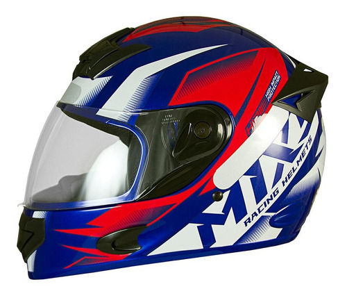 Capacete Moto Mx2 Storm Brilhante Ou Fosco Mixs 2019 Cor Azul com Vermelho Brilhante Tamanho do capacete 56