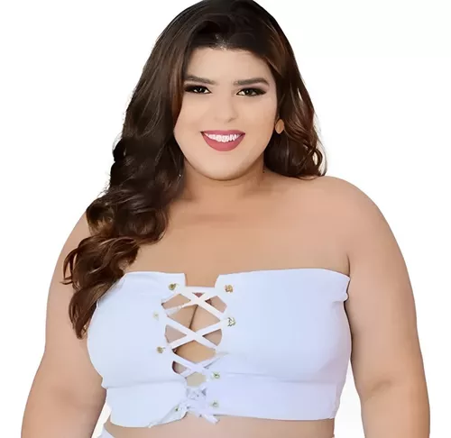 Kit 2 Tops Plus Size Reforçado Cropped Super Sustentação Xxg