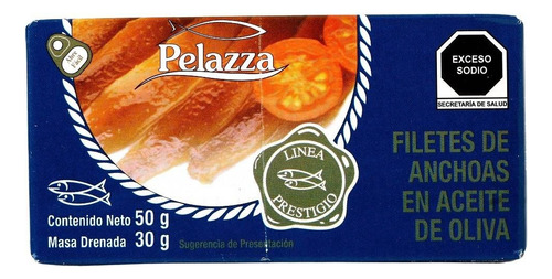 2 Pza Filetes De Anchoas Pelazza En Aceite De Oliva 50 G