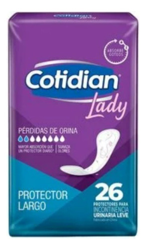 Protector Largo Incontinencia Leve Cotidian Lady 26 Unid.