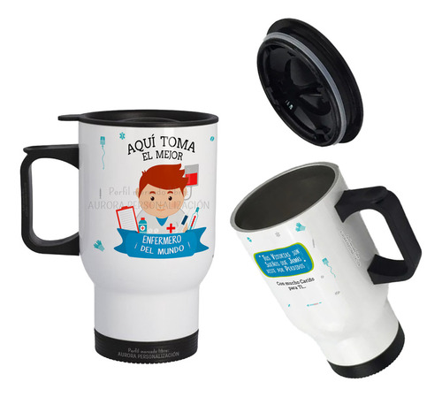 Mug Vaso Termico Viajero Para Carro Mejor Enfermero 01