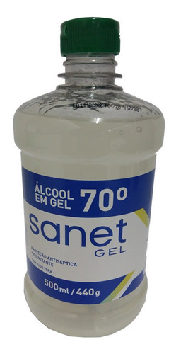 Álcool Em Gel 70 Antisséptico Sanet 500ml Frasco Kit 12un