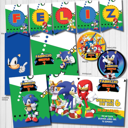 Kit Imprimible Candy Bar Personalizado Sonic