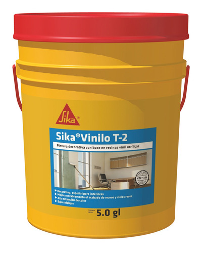 Sika Vinilo T-2 Pintura Decorativa Muros Y Cielos Rasos 5gl