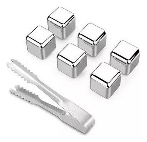 Cubitos Hielo Acero Inox Con Pinza 6 Unidades Reutilizables