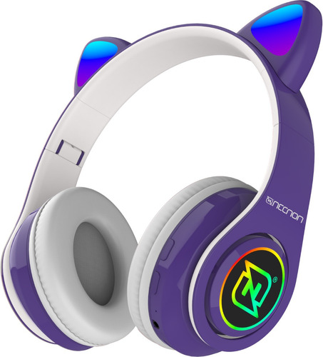 Audifonos Diadema Gamer Bt Oreja Gato Necnon Nbh-07 Violeta