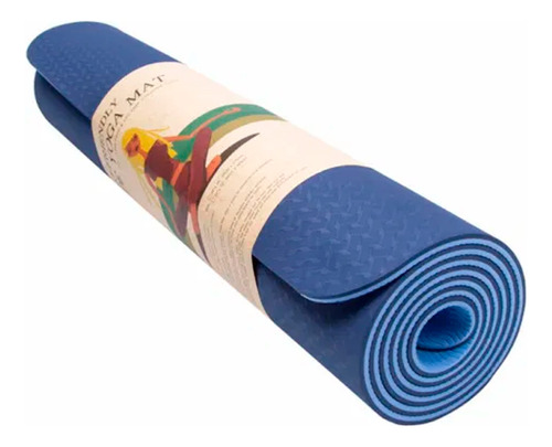 Mat De Yoga Fitness Tpe 1.83m X 60cm Grosor 6mm Color Azul