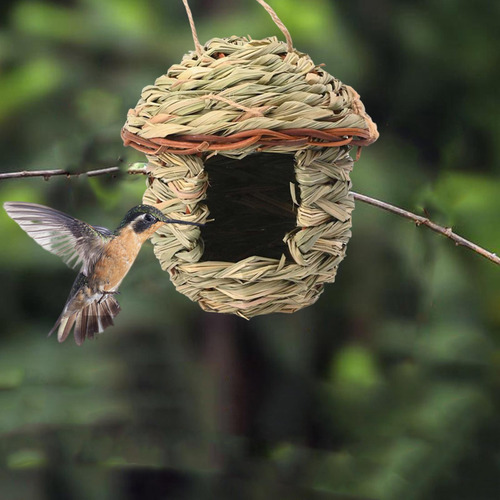 Casa Para Pájaros De Hierba Para Colgar, Casa Para