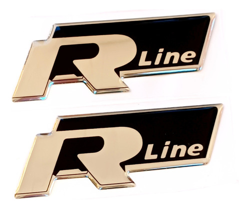 Par Emblemas Insignias Rline R Line Resinados Negros