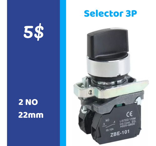 Selector 3 Posiciones 22mm