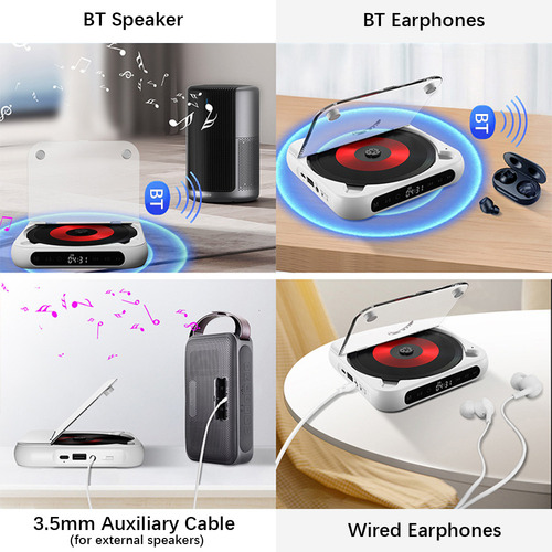 Reproductor De Cd Portátil Bt5.1 Con Fm, Led, Temporizador Y