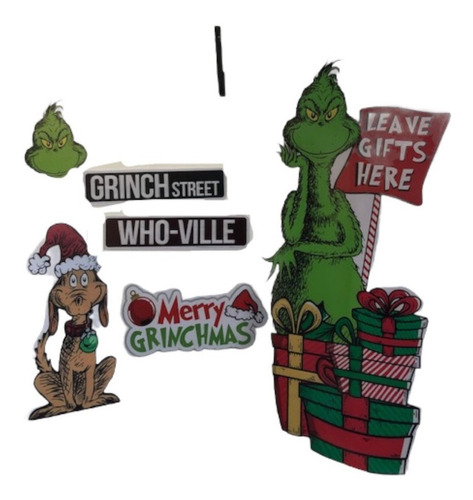 Grinch Mod 34 Letreros Paquete Arbol Navidad