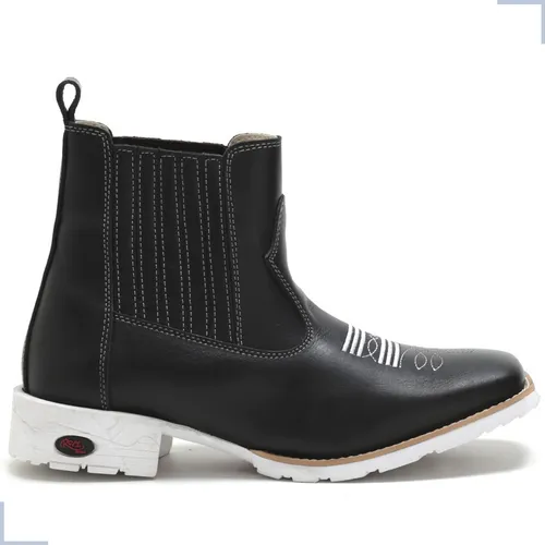 Bota bico quadrado solado branco 2025