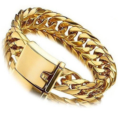 Jxlepe Miami Pulsera De Cadena Con Eslabones Cubanos 18k Oro