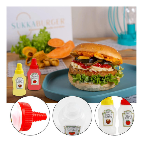 4 Botellas Mini Ketchup Salsa Dispensador Mini Aderezos