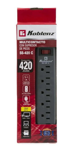 Barra Multicontacto  Koblenz 6 Supresor Picos 420j Ss-420-c