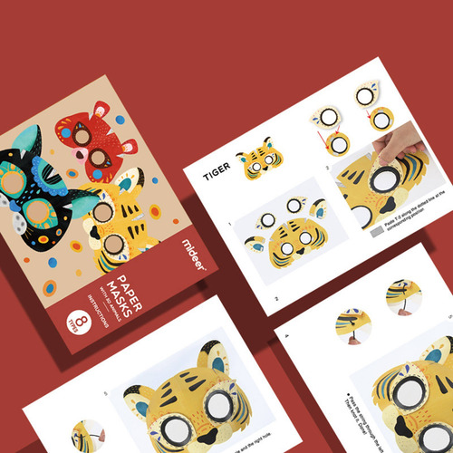 8x Juego De Máscaras De Animales De Papel Con Colores De 8x Juego De Máscaras De Animales De Papel Con Colores De