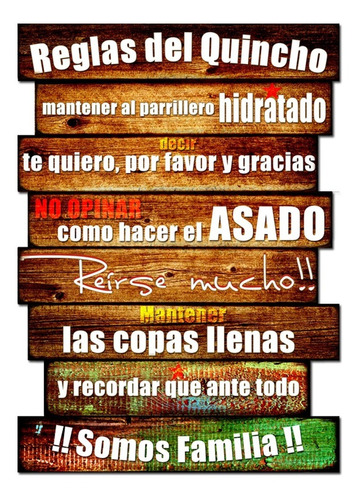 Cuadro Grande Reglas Del Quincho 39x60 Cm