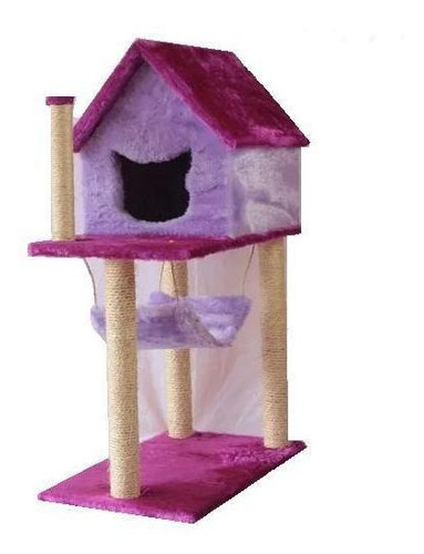 Arranhador Para Gatos Casa Com Rede - Roxo Com Lilás