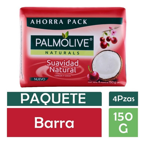 Palmolive Naturals Suavidad natural pack x4 150g jabones en barra cereza y coco 600g