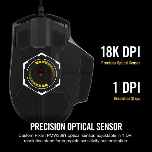 Mouse Gamer Corsair Glaive Rgb Pro 7 Botões 18000 Dpi Preto (Usado)