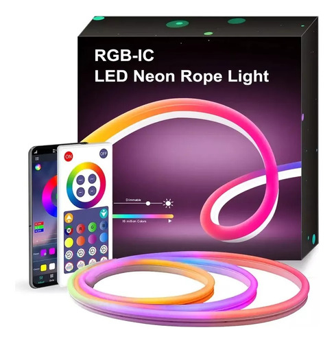 Cuerda De Luz Led Flexible De Neón Rgb-ic , 5m, Cc De 12v