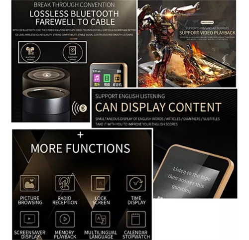 Mp4 Con Conexión Bluetooth 8gb Expandible Hasta 136gb Táctil