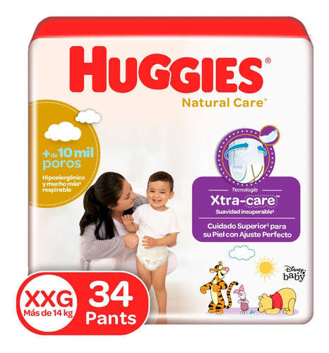 Pañal Huggies Pants Natural Care E - Unidad  Género Sin Género Tamaño Extra Extra Grande (xxg)