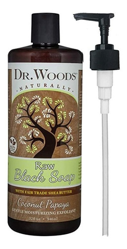 Dr. Woods Raw Jabón De Papaya De Coco Negro Con Manteca De