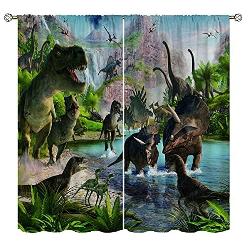 Cortinas Opacas De Dinosaurios 3d Decoración Del Hogar...