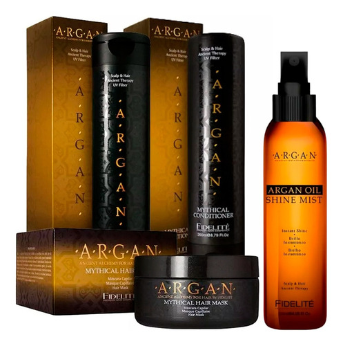 Fidelite Argan Shampoo Y Acond 260 + Mascara 250 + Brillo 