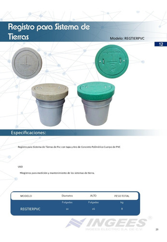 Registro Para Sistema De Tierras, Tapa Concreto Polimérico