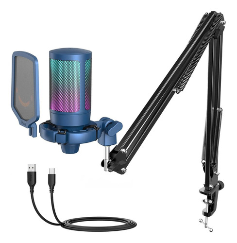 Micrófono Kit Fifine A6t Rgb Condensador + Brazo Sujetador !