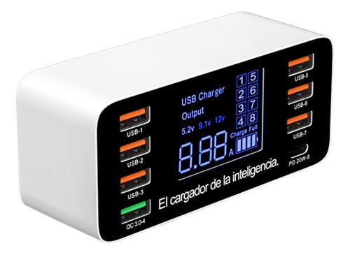 Cargador Usb De Carga Rápida De 8 Puertos Qc3.0 Estación De
