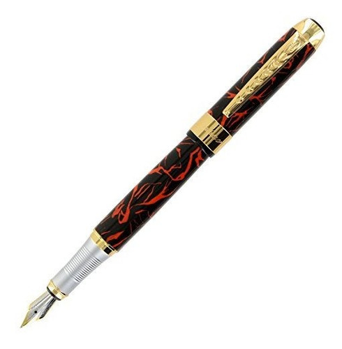 Jinhao 250 Pluma (medio, Negro & Magic Ajuste Del Oro Rojo).