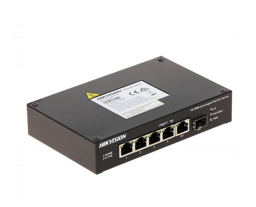 Imagen 3 de 10 de Switch 5 Puertos Hikvision 60w Poe/hi-poe +1sfp Din Rail