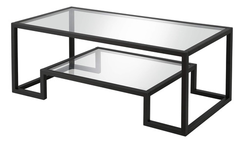 Mesa Auxiliar De Cristal Moderna Geométrica Color Negro