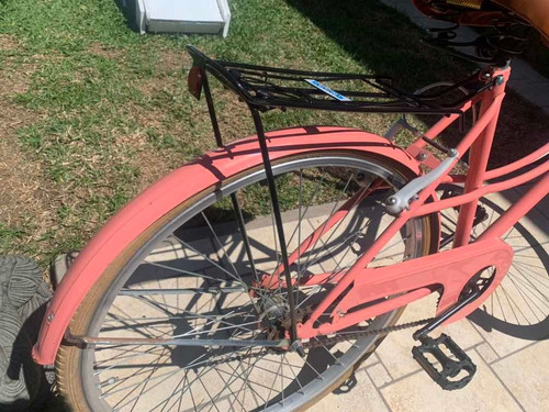 Bicicleta Vintage Rosa Con Canasto