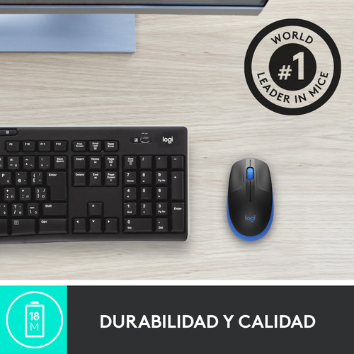 Mouse Inalámbrico De Tamaño Normal Logitech M190 Azul