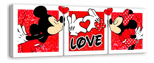 Set De 3 Cuadros En Canvas Amor Eterno - Mickey & Minnie Minnie Y Mickey