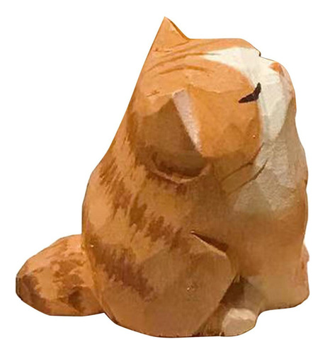 Nihay Estatuilla De Madera De Gato Naranja En Miniatura