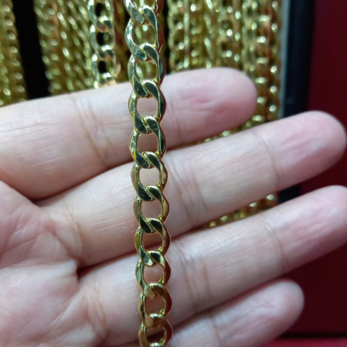 Cadena Barbada Cubana Cuban Oro 10k Kilates 55cm 6mm Italy Color Dorado