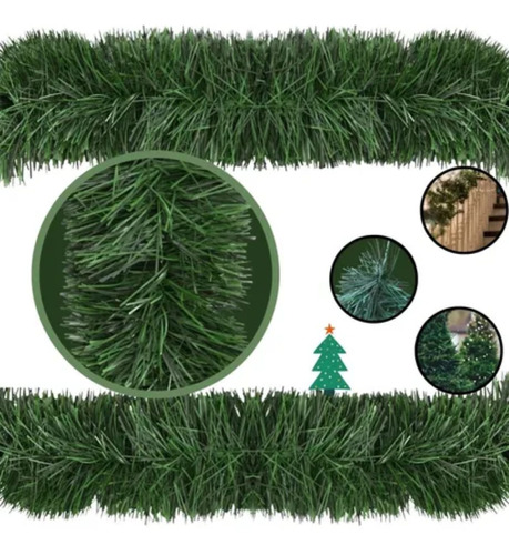 Festão Luxo De Natal Verde Para Árvore Decoração 12 Cm X 2 M