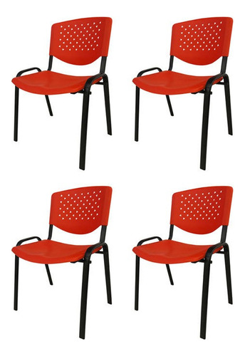 Silla Económica Plástica Apilable Campbell X4 Estructura De La Silla Rojo